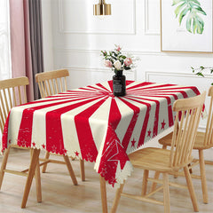 Lofaris Red Star Stripes Distressed Rectangle Tablecloth