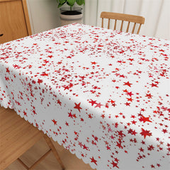 Lofaris Red Stars Christmas Dining Room Rectangle Tablecloth