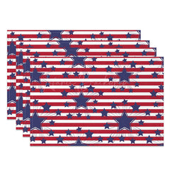 Lofaris Red Stripe Blue Stars Seamless Set Of 4 Placemats