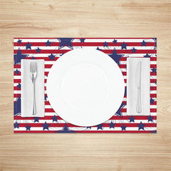 Lofaris Red Stripe Blue Stars Seamless Set Of 4 Placemats