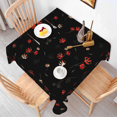 Lofaris Red Stylish Floral Repeat Black Square Tablecloth