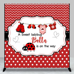 Lofaris Red Sweet Ladybug Custom Name Baby Shower Backdrop