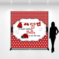 Lofaris Red Sweet Ladybug Custom Name Baby Shower Backdrop