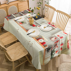 Lofaris Red Tableware White Wooden Wall Christmas Tablecloth