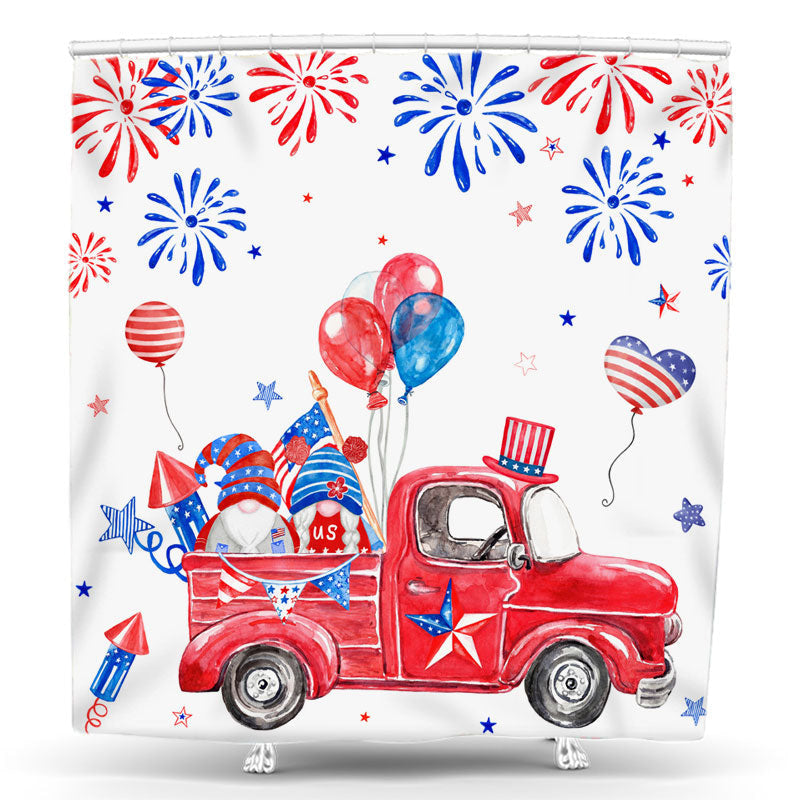 Lofaris Red Track Celebrations Independence Day Shower Curtain