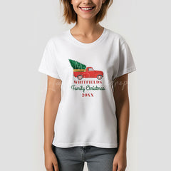 Lofaris Red Truck Christmas Family Reunion Custom T-Shirt