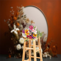 Lofaris Red Wall White Circle Flower Photography Backdrop