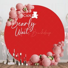 Lofaris Red We Can Bearly Wait Round Baby Shower Backdrop