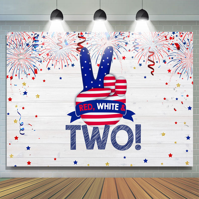 Lofaris Red White and Two Wood Fourth of July Birthday Backdrop