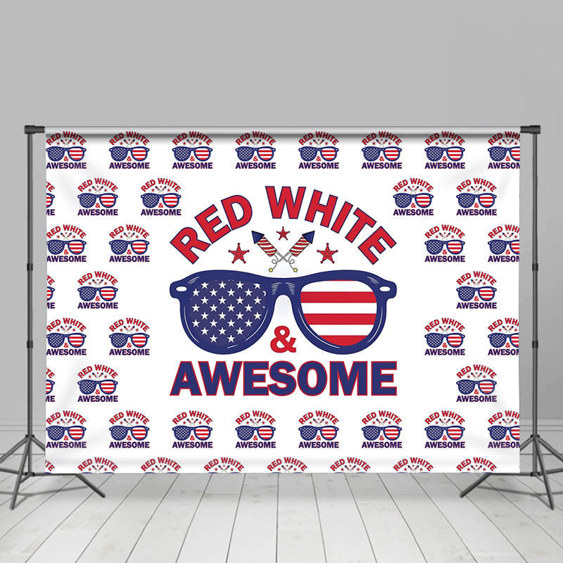 Lofaris Red White Awesome Sunglass Independence Day Backdrop