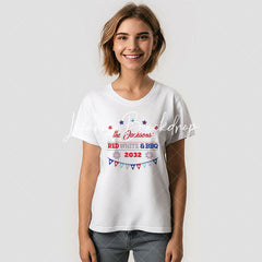 Lofaris Red White BBQ 4th July Fireworks Family T-Shirt