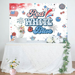 Lofaris Red White Blue American Flag Stars Birthday Backdrop