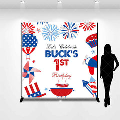 Lofaris Red White Blue Celebrate Custom 1st Birthday Backdrop