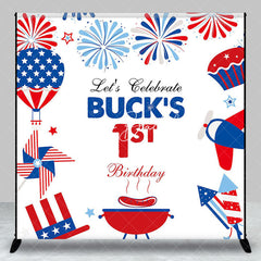 Lofaris Red White Blue Celebrate Custom 1st Birthday Backdrop