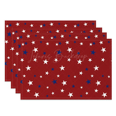 Lofaris Red White Blue Little Star Dining Set Of 4 Placemats