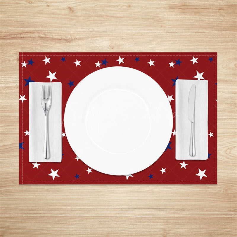 Lofaris Red White Blue Little Star Dining Set Of 4 Placemats