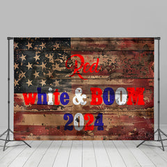 Lofaris Red White Boom 2024 Retro Usa Flag Wooden Backdrop