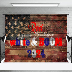 Lofaris Red White Boom 2024 Retro Usa Flag Wooden Backdrop