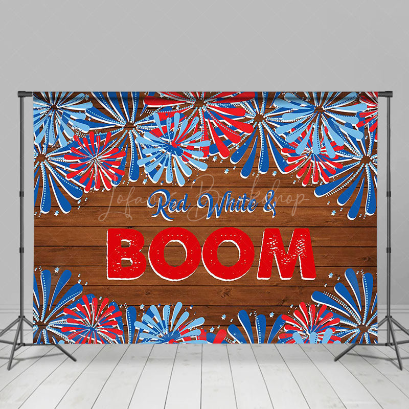 Lofaris Red White Boom Spark Plank Independence Day Backdrop