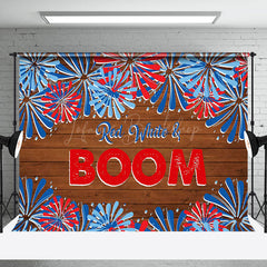 Lofaris Red White Boom Spark Plank Independence Day Backdrop