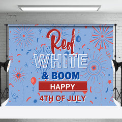 Lofaris Red White Boom Sparkle Blue 4th Of July Backdrop