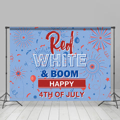 Lofaris Red White Boom Sparkle Blue 4th Of July Backdrop