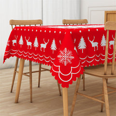 Lofaris Red White Christmas Tree Reindeer Party Tablecloth