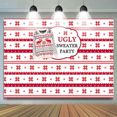 Lofaris Red White Christmas Ugly Sweater Party Backdrop