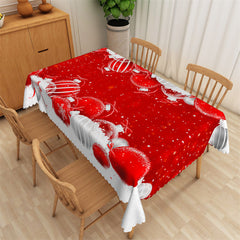 Lofaris Red White Decorative Balls Christmas Fabric Tablecloth