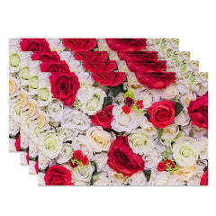 Lofaris Red White Floral Romantic Dining Set Of 4 Placemats