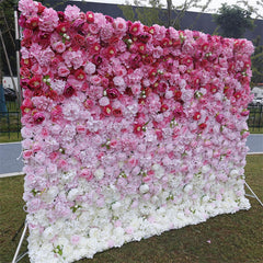 Lofaris Red White Gradient Rose Faux Flower Wall Wedding Decor