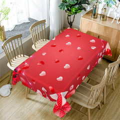 Lofaris Red White Heart Repeat Tablecloth For Valentines Decor