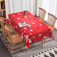 Lofaris Red White Heart Repeat Tablecloth For Valentines Decor