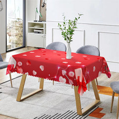 Lofaris Red White Heart Repeat Tablecloth For Valentines Decor