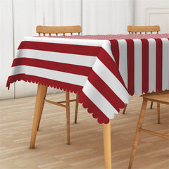 Lofaris Red White Horizontal Stripes Rectangle Tablecloth