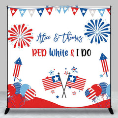 Lofaris Red White I Do USA Flags Custom Wedding Backdrop