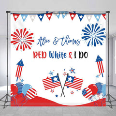 Lofaris Red White I Do USA Flags Custom Wedding Backdrop