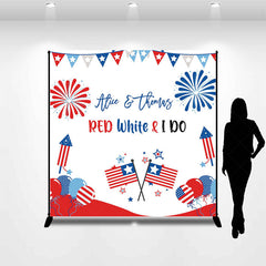 Lofaris Red White I Do USA Flags Custom Wedding Backdrop