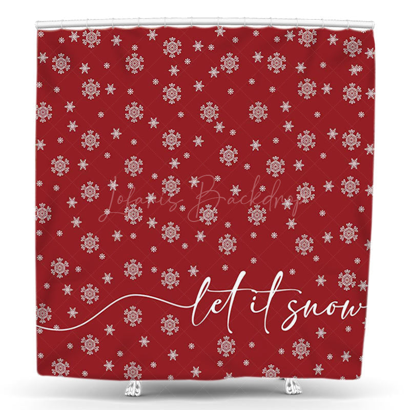 Lofaris Red White Let It Snow Winter Christmas Shower Curtain