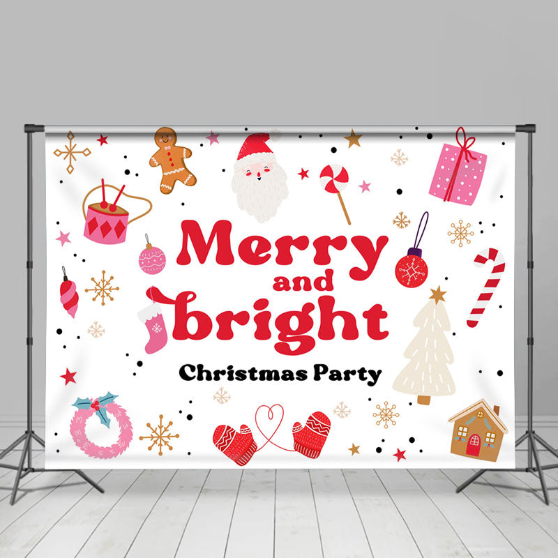 Lofaris Red White Merry And Bright Christmas Party Backdrop