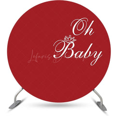 Lofaris Red White Oh Baby Round Girl Gender Reveal Backdrop