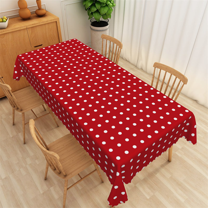 Lofaris Red White Regular Polka Dots Stylish Tablecloth