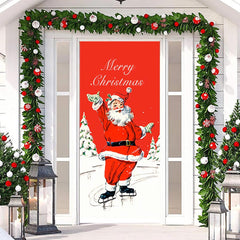 Lofaris Red White Santa Claus Merry Christmas Door Cover