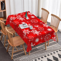 Lofaris Red White Snowflake Christmas Pattern Tablecloth