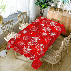 Lofaris Red White Snowflake Christmas Pattern Tablecloth