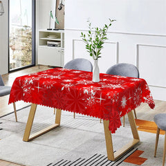 Lofaris Red White Snowflake Christmas Pattern Tablecloth