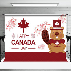 Lofaris Red White Sparkle Squirrel Happy Canada Day Backdrop