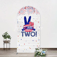 Lofaris Red White Sparks Wood Arch 2nd Birthday Backdrop