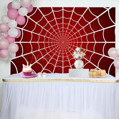 Lofaris Red White Spider Wab Halloween Birthday Backdrop