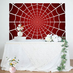 Lofaris Red White Spider Wab Halloween Birthday Backdrop